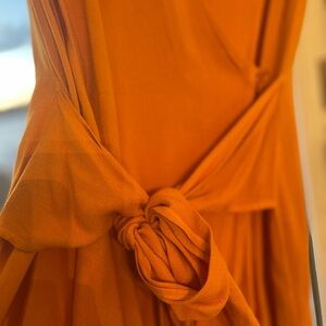 Monrow NWT Women’s S Wrap T-shirt Dress In Deep Yellow 100% Rayon Minimalist